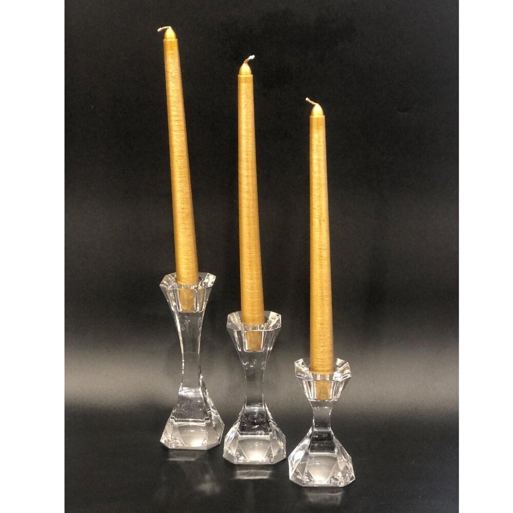 Villeroy & Boch Clear Crystal Candlestick Holders Graduated Set Cocktail Club